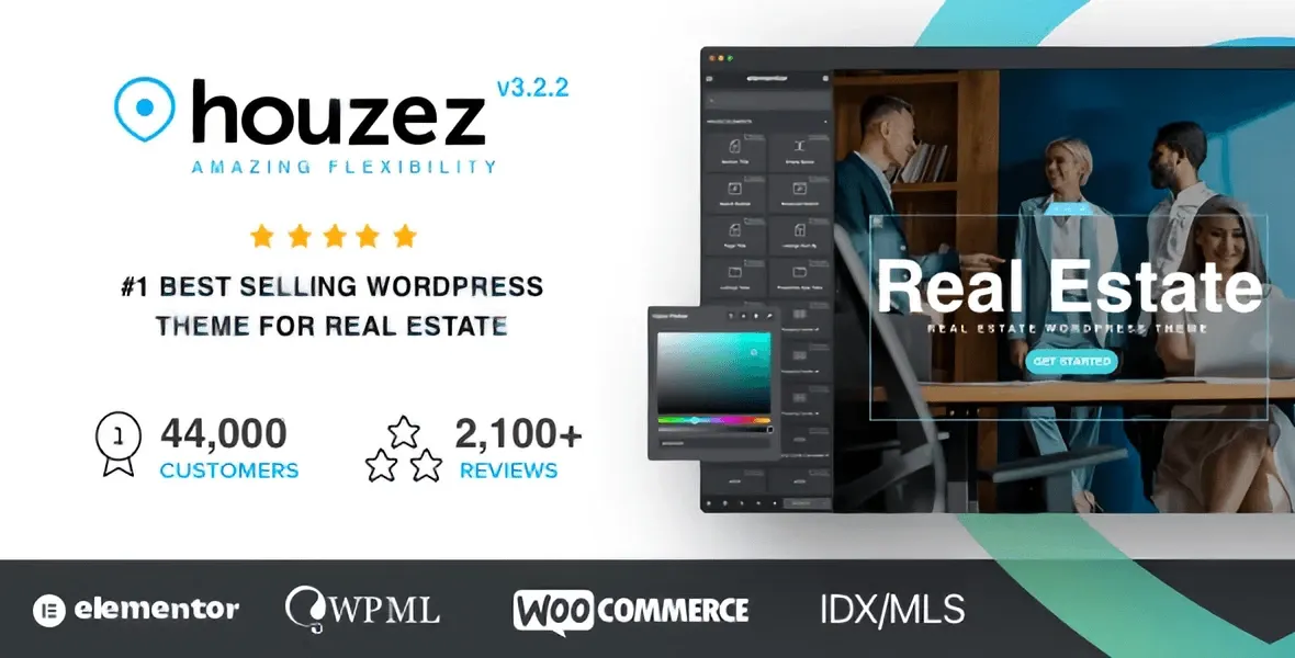 Houzez real estate WordPress theme for property listings and hotel websites