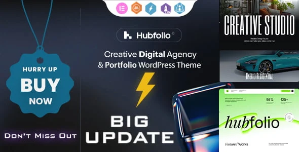 Hubfolio Elementor portfolio WordPress theme for creative agencies and professionals