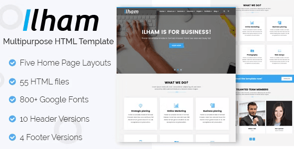 ILHAM multi-purpose HTML5 template dashboard preview