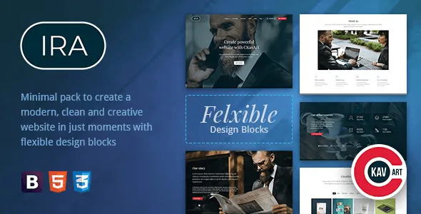 IRA one page HTML5 template showcasing responsive modern design with clean layout