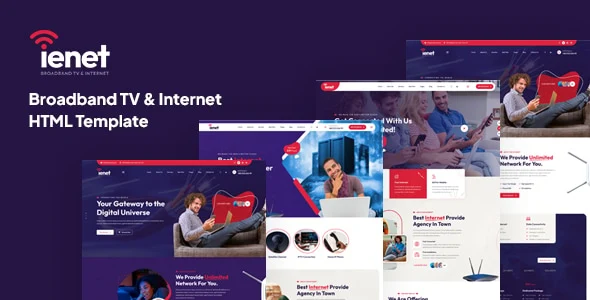 Ienet broadband TV and internet HTML template with multiple home page layouts and responsive design