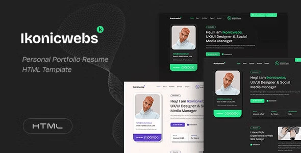 Ikonicwebs personal portfolio resume HTML template preview