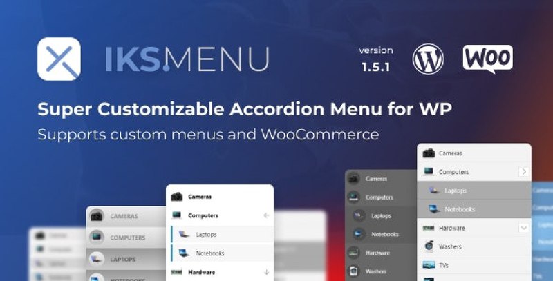Iks Menu WordPress accordion menu plugin with customizable skins and settings