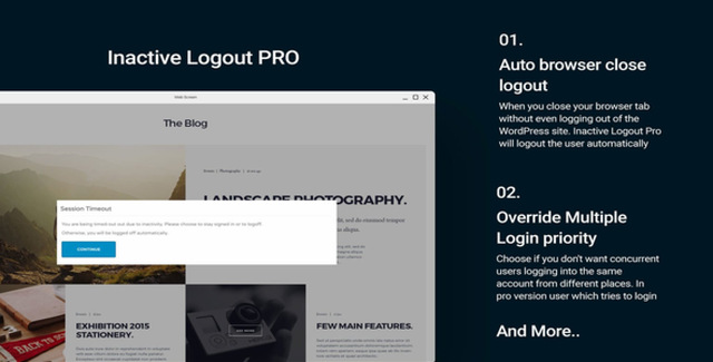 Inactive Logout Pro WordPress security plugin interface