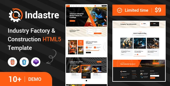 Indastre industry construction HTML5 template front page design