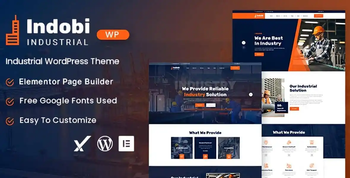 Indobi industrial WordPress theme demo for manufacturing and factory websites