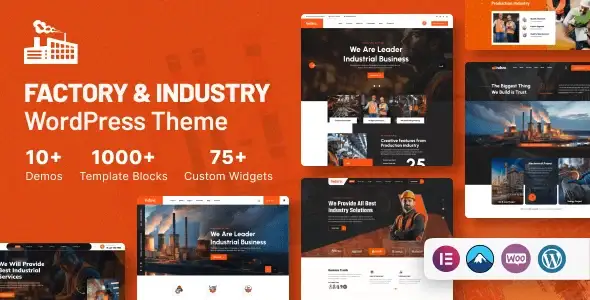 Indsro factory and industry WordPress theme with Elementor demos