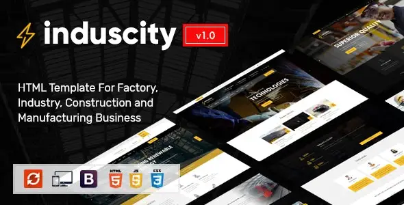 Induscity industry and construction HTML5 template homepage layout