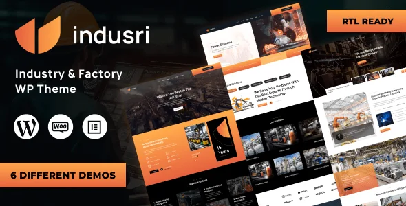 Indusri industrial WordPress theme preview for factories and manufacturing businesses