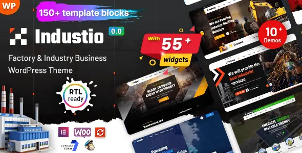 Industio industrial WordPress theme for factories and manufacturing businesses