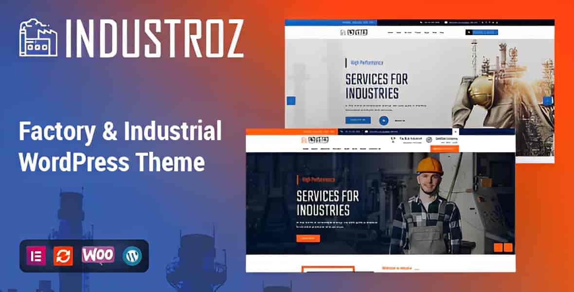 Industroz factory and industrial WordPress theme for engineering and machinery businesses