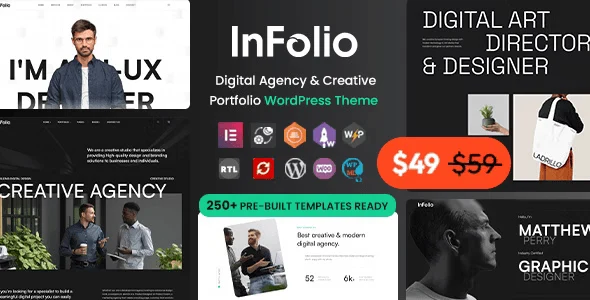 Infolio creative portfolio WordPress Elementor theme preview