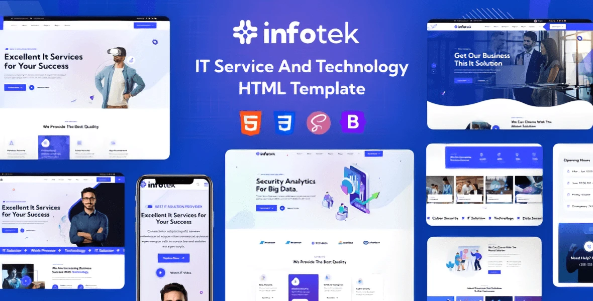 Infotek IT service and technology HTML template preview