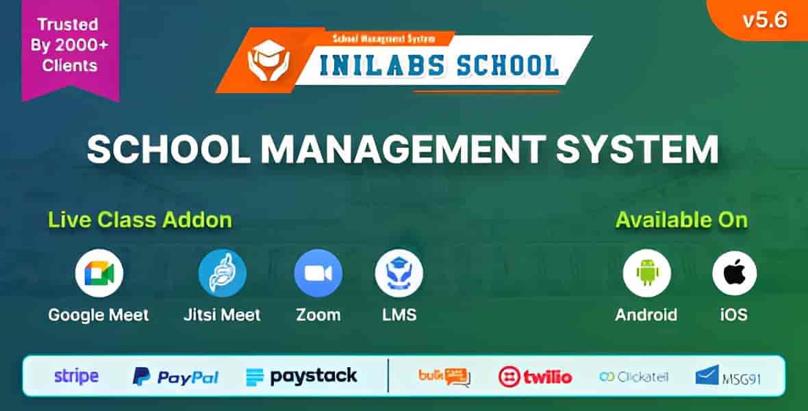 Inilabs School Express school management system PHP script interface