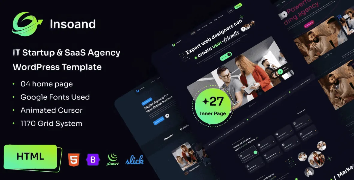Insoand IT startup and SaaS agency HTML5 template preview
