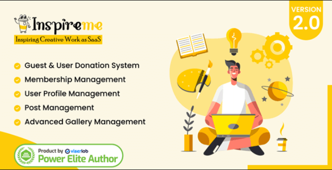InspireMe creative work platform SaaS PHP script dashboard interface