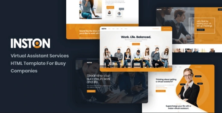Inston virtual assistant HTML template homepage preview