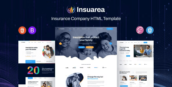 Insuarea insurance company HTML5 template homepage preview