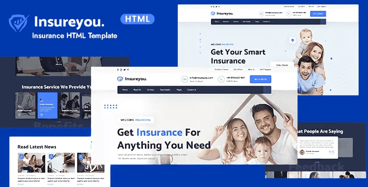 Insureyou insurance HTML template homepage layout preview