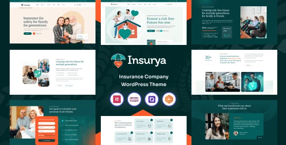 Insurya insurance WordPress theme demo preview with Elementor page builder