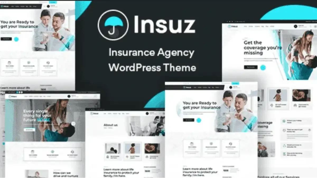 Insuz insurance company WordPress theme homepage preview