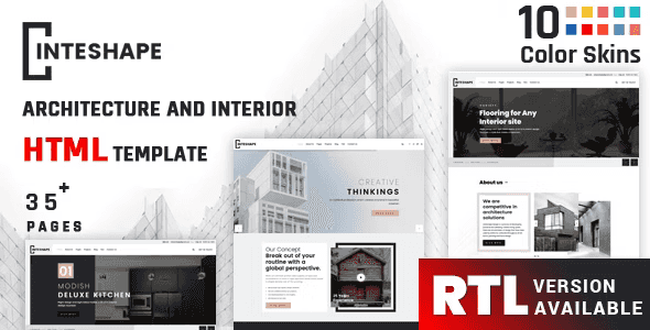 Inteshape architecture and interior HTML template responsive layout preview