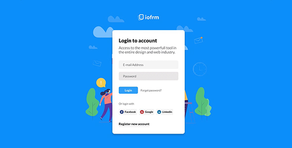Iofrm login and registration form HTML templates preview