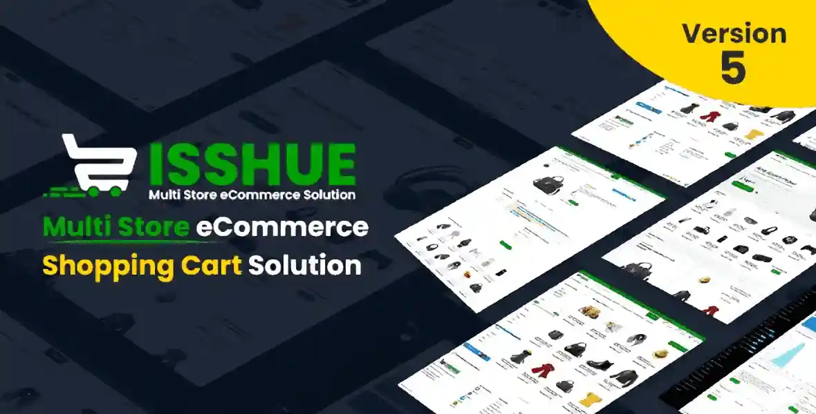 Isshue multi store ecommerce shopping cart PHP script dashboard interface