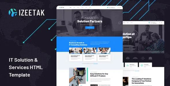 Izeetak IT solutions and services HTML template homepage layout preview