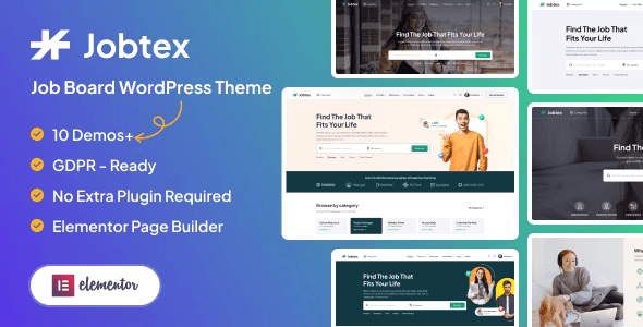 Jobtex WordPress job board theme for career portals and recruitment websites