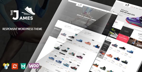 James responsive shoe store WooCommerce theme homepage layout preview