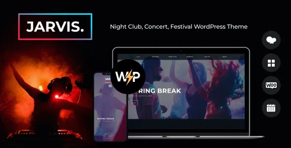 Jarvis Night Club WordPress Theme for concerts, festivals, and live entertainment venues