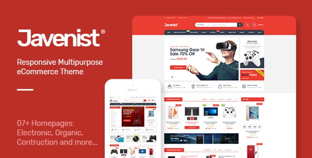 Javenist multipurpose eCommerce WordPress theme demo preview showing online store layout