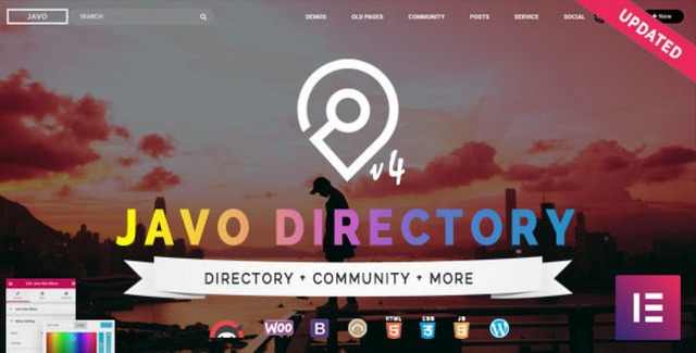 Javo Directory WordPress theme showcasing a professional corporate listing website layout