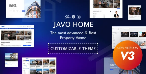 Javo House real estate WordPress theme displaying interactive Google Maps property search interface