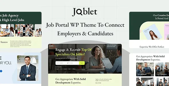 Joblet job recruitment WordPress theme homepage preview