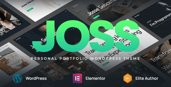 Joss personal portfolio WordPress theme with Elementor demo layouts