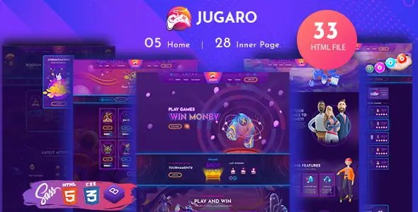 Jugaro esports and gaming HTML template for crypto and poker websites
