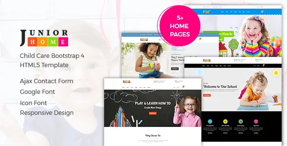 JuniorHome education HTML template homepage preview for schools and preschools