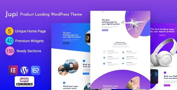 Jupi Elementor WordPress theme product landing page template