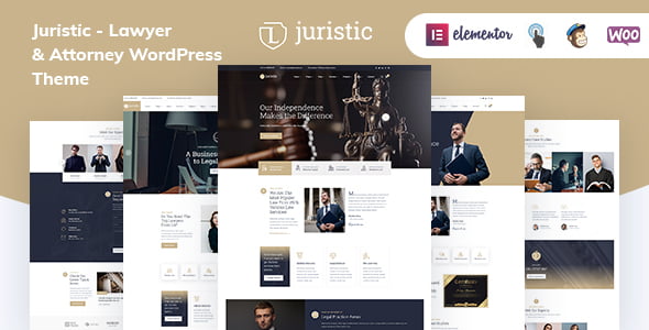 Juristic lawyer and attorney WordPress theme with modern responsive design