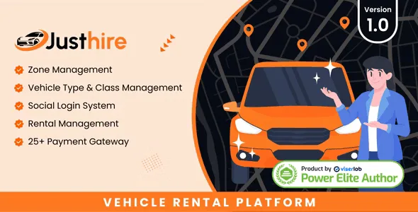 Justhire vehicle rental platform PHP script for launching an online vehicle booking business