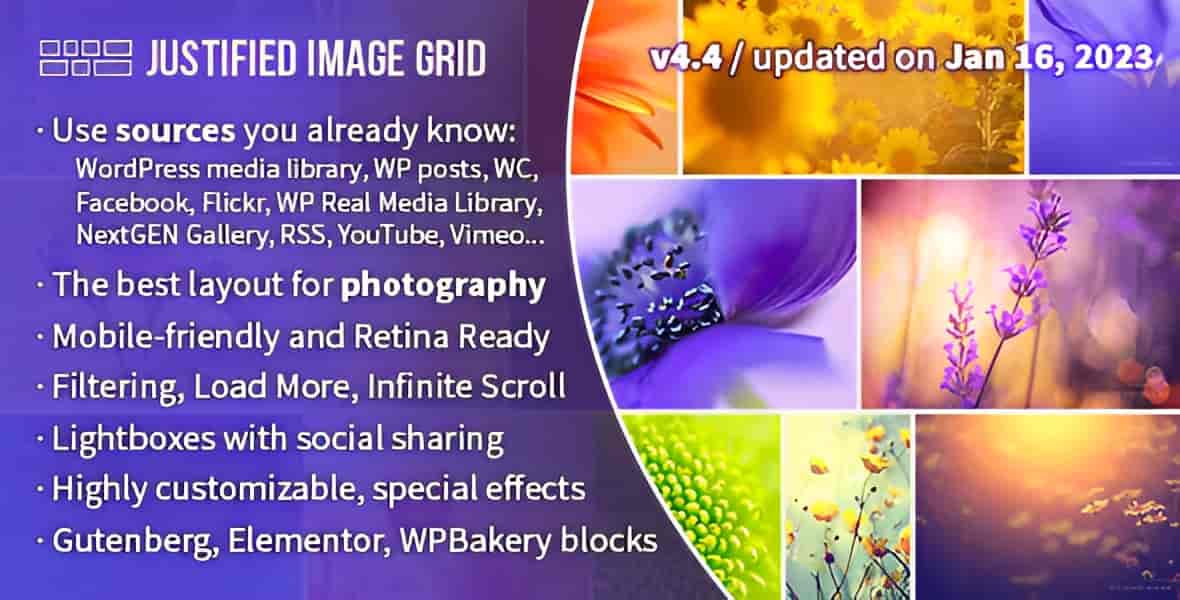 Justified Image Grid – premium WordPress gallery plugin showcasing a responsive photo grid