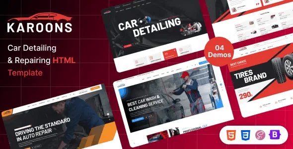 Karoons car detailing and auto repair HTML template homepage preview
