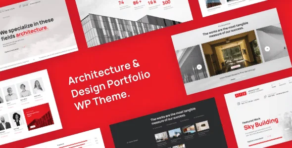 KTS architecture WordPress theme portfolio layout preview with project gallery
