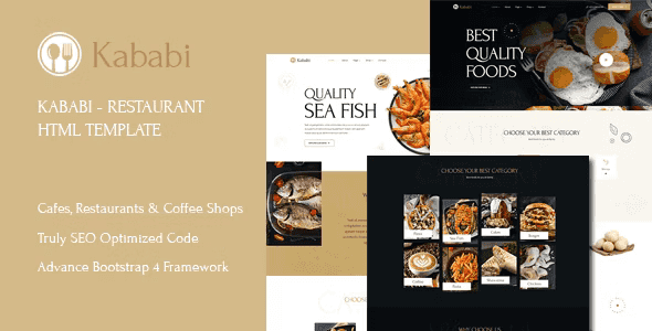 Kababi responsive restaurant HTML template layout on desktop and mobile devices