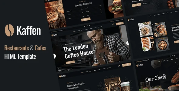 Kaffen restaurant HTML template homepage design for cafe and food business websites