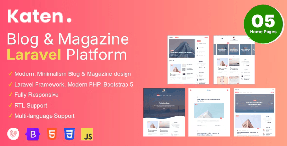 Katen Laravel blog and magazine script responsive design preview