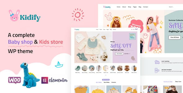Kidify kids store WooCommerce WordPress theme homepage demo with vibrant children's product layout