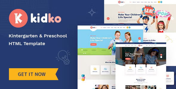 Kidko kindergarten and preschool HTML template preview